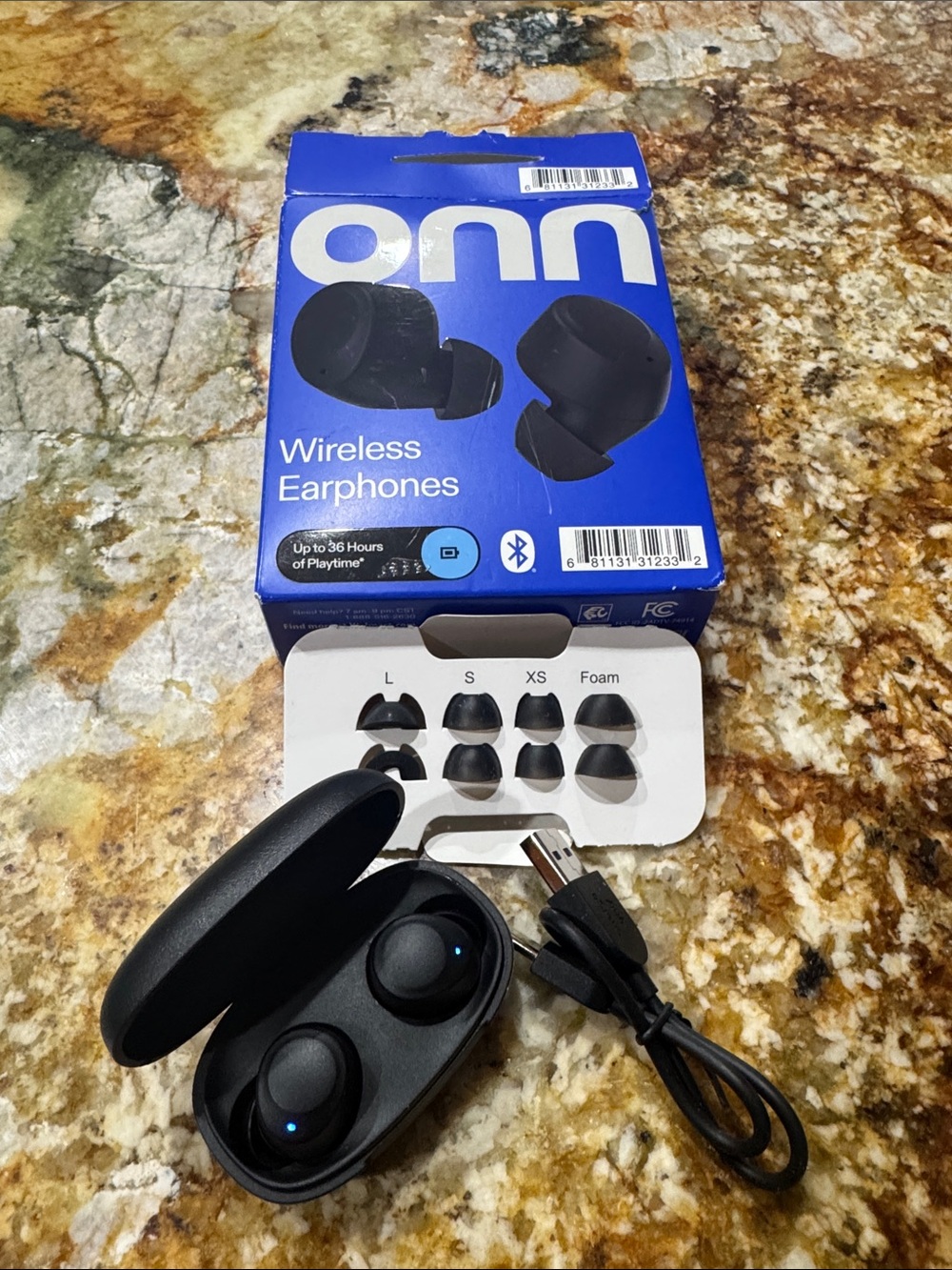 Wireless True Wireless Earbuds with Charging Case - Black